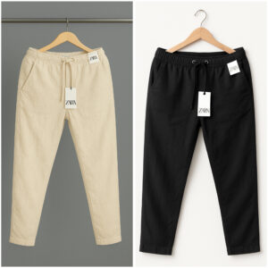 Cotton Trouser - Biscuit x Black