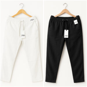 Cotton Trouser - White x Black