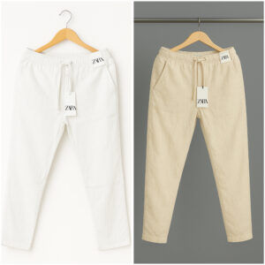 Cotton Trouser - White x Offwhite